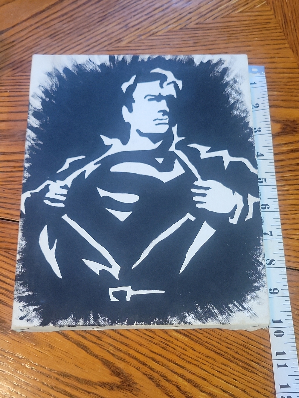 Black & White Superman Style Canvas Wall Art 8x10"